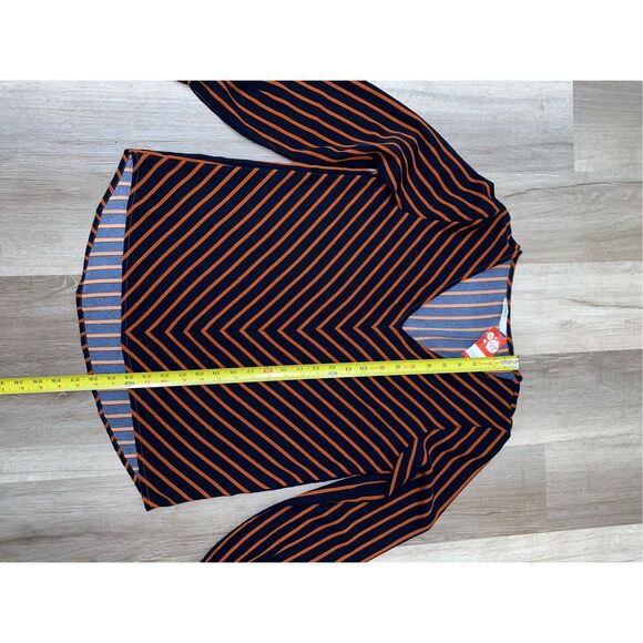 Only EUC Orange Navy Blue V-Neck Blouse, Size Medium - Picture 8 of 9